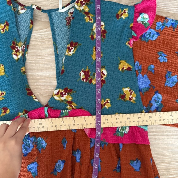 Anthropologie Small NEW Ruffle V Neck Sleep Mini Dress Baydoll Floral Boho - Picture 8 of 9